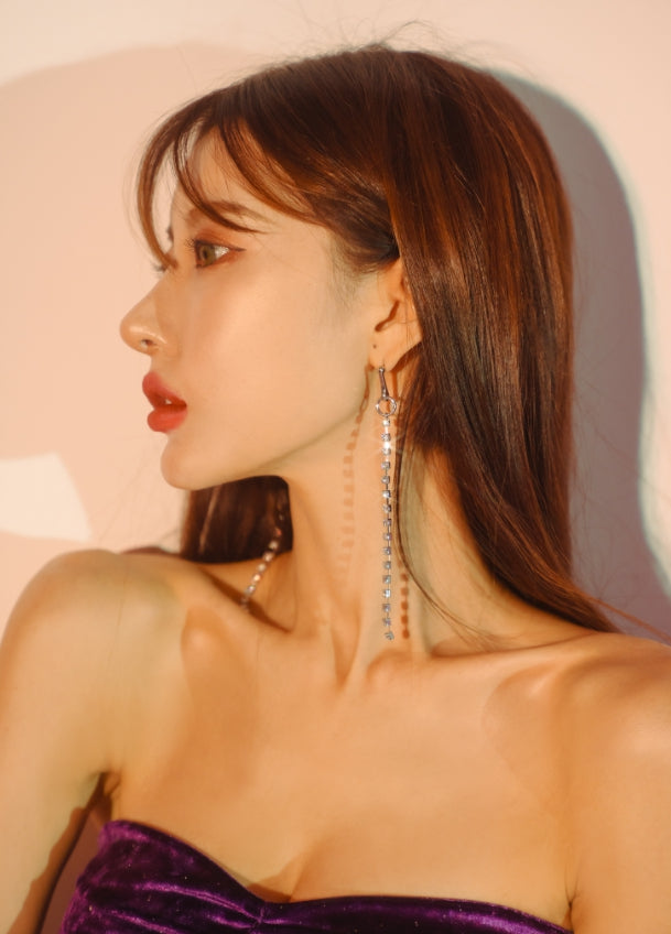 PASION (パシオン) Long Cubic Drop Earrings