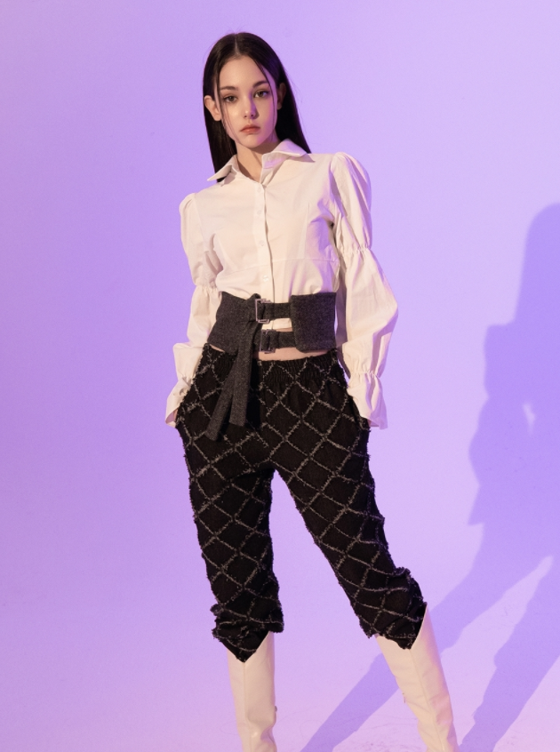 BABLETWO  (ビーエーブルトゥー)       Puff Corset Shirts (WHITE)