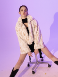 BABLETWO  (ビーエーブルトゥー)        Leopard Crop Fur Jacket (WHITE)