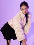 BABLETWO  (ビーエーブルトゥー)        Leopard Crop Fur Jacket (WHITE)