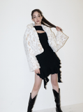 BABLETWO  (ビーエーブルトゥー)        Leopard Crop Fur Jacket (WHITE)