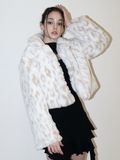 BABLETWO  (ビーエーブルトゥー)        Leopard Crop Fur Jacket (WHITE)
