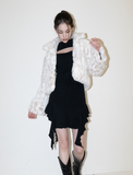 BABLETWO  (ビーエーブルトゥー)        Leopard Crop Fur Jacket (WHITE)