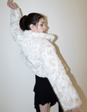 BABLETWO  (ビーエーブルトゥー)        Leopard Crop Fur Jacket (WHITE)