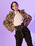 BABLETWO  (ビーエーブルトゥー)       Leopard Crop Fur Jacket (BEIGE)