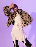 BABLETWO  (ビーエーブルトゥー)       Leopard Crop Fur Jacket (BEIGE)