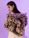 BABLETWO  (ビーエーブルトゥー)       Leopard Crop Fur Jacket (BEIGE)