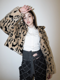 BABLETWO  (ビーエーブルトゥー)       Leopard Crop Fur Jacket (BEIGE)