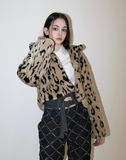 BABLETWO  (ビーエーブルトゥー)       Leopard Crop Fur Jacket (BEIGE)