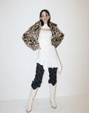 BABLETWO  (ビーエーブルトゥー)       Leopard Crop Fur Jacket (BEIGE)