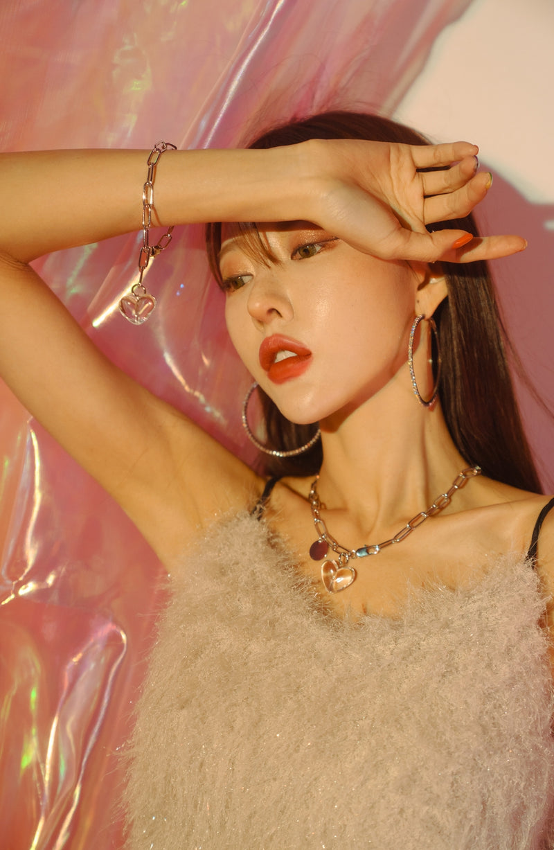 PASION (パシオン) Antique Chain Clear Heart Bracelet