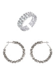 PASION (パシオン) Twinkle Bling Earrings + Ring Silver SET