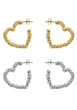 PASION (パシオン) Twinkle Bling Heart Earrings (Gold, Silver)
