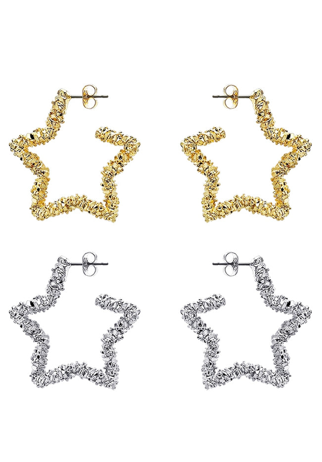 PASION (パシオン) Twinkle Bling Star Earrings (Gold, Silver)