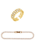 PASION (パシオン) Tennis Chain Bracelet + Twinkle Bling Ring SET (Gold)