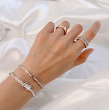 PASION (パシオン) Tennis Chain Bracelet + Twinkle Bling Ring SET (Silver)