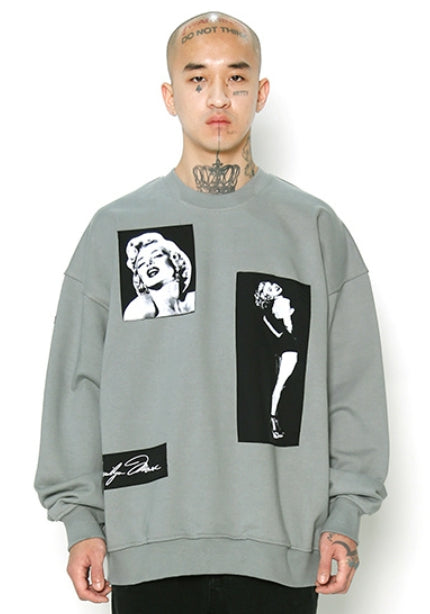 アジョバイアジョ(AJOBYAJO) MM Nylon Patched Sweatshirt [LIGHT KHAKI]