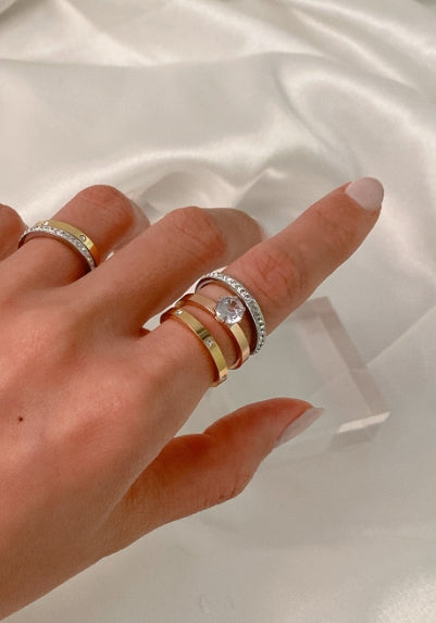 PASION (パシオン) Rose & Gold Cubic Layered Ring 3 Sets