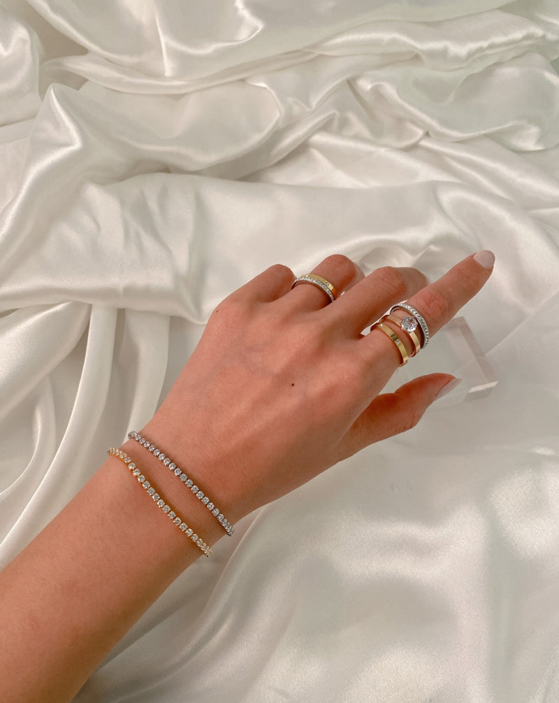 PASION (パシオン) Rose & Gold Cubic Layered Ring 3 Sets