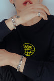 PASION (パシオン) Smile Circle Pendant Layered Bold Chain Bracelet