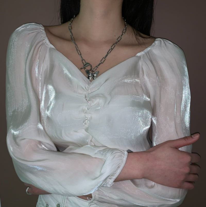 PASION (パシオン) [Surgical] Antique Butterfly Clip Chain Necklace