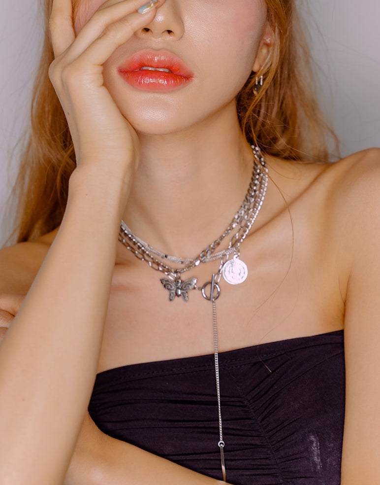 PASION (パシオン) Antique Butterfly Clip Choker Necklace