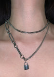 PASION (パシオン) Lock Half Chain Layered Necklace (2 SET)
