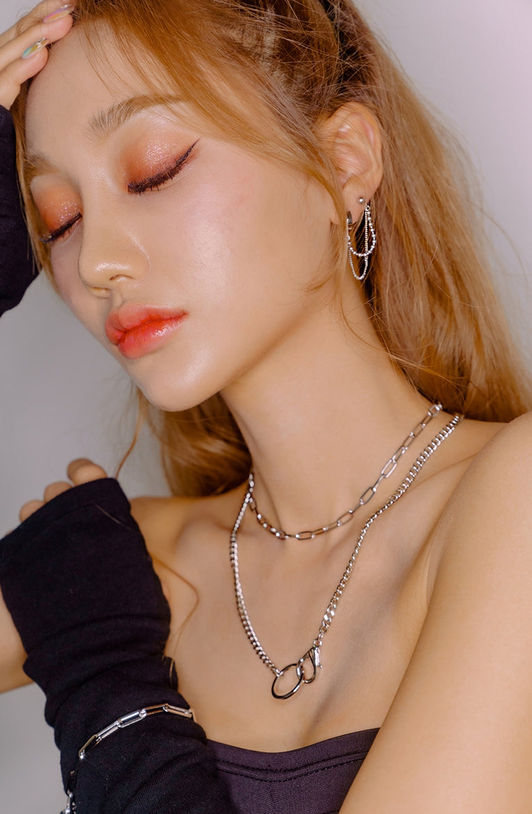 PASION (パシオン) Two Chain Layered Lock and Ring Necklace