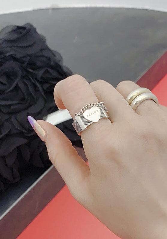 PASION (パシオン) Heart Wire Fence Chain Open Ring