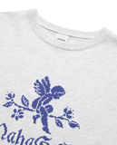 mahagrid (マハグリッド) ANGEL CROSS STITCH TEE [LIGHT GREY]