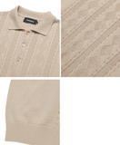 mahagrid (マハグリッド) CABLE KNIT POLO [BEIGE]