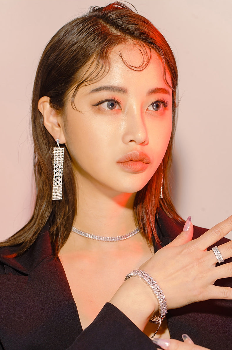 PASION (パシオン) [BLACKLABEL] Flat Drop Cubic & Cubic Harmony Earrings