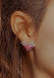 PASION (パシオン) Pixel Cubic Heart Earrings (Pink/Yellow/Green)
