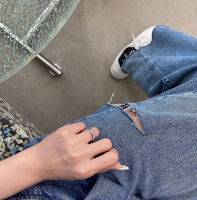 PASION (パシオン) Hammered Three Line Ring