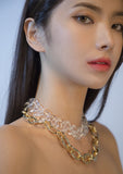 PASION (パシオン) Baldy Chain and Acrylic Necklace 2 SET (Gold/Silver)