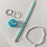 PASION (パシオン) Colorful Feminine Chain Bracelet (Baby pink, Sky blue)