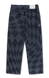 NOMANUAL(ノーマニュアル)  D.T CHECKERBOARD DENIM PANTS - WASHED BLACK