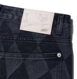 NOMANUAL(ノーマニュアル)  D.T CHECKERBOARD DENIM PANTS - WASHED BLACK