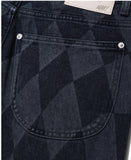 NOMANUAL(ノーマニュアル)  D.T CHECKERBOARD DENIM PANTS - WASHED BLACK