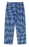 NOMANUAL(ノーマニュアル)  D.T CHECKERBOARD DENIM PANTS - WASHED BLUE