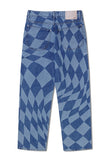 NOMANUAL(ノーマニュアル)  D.T CHECKERBOARD DENIM PANTS - WASHED BLUE