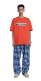 NOMANUAL(ノーマニュアル)  D.T CHECKERBOARD DENIM PANTS - WASHED BLUE