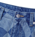 NOMANUAL(ノーマニュアル)  D.T CHECKERBOARD DENIM PANTS - WASHED BLUE
