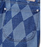 NOMANUAL(ノーマニュアル)  D.T CHECKERBOARD DENIM PANTS - WASHED BLUE