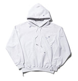 NOMANUAL(ノーマニュアル)  EMBROIDERED LOGO HOODIE - WHITE MELANGE