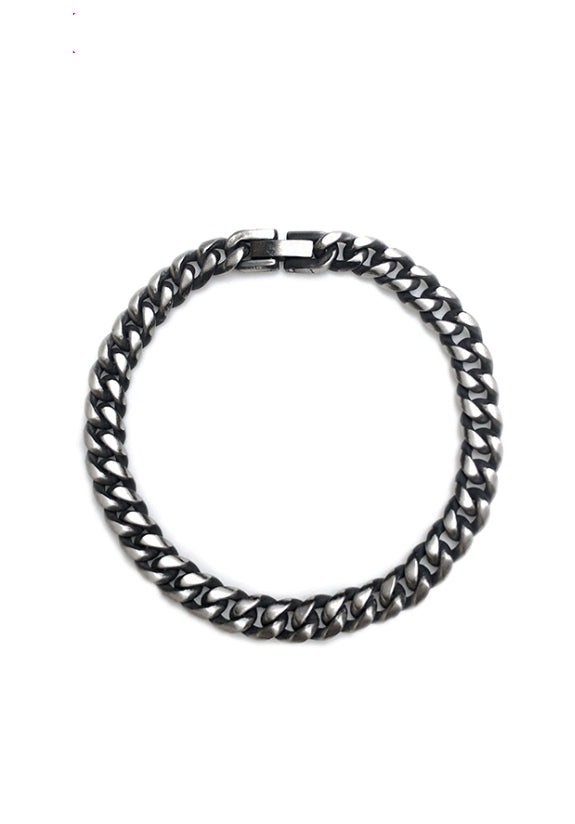 PASION (パシオン) Surgical Black Dark silver Chain Bracelet (2 Size)