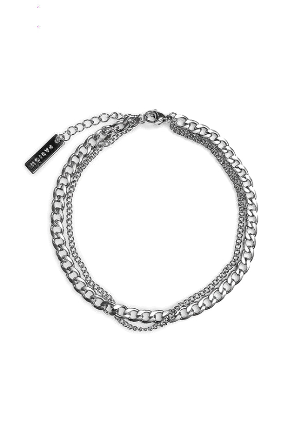 PASION (パシオン) Surgical Flat Layered Chain Bracelet (3 colors)