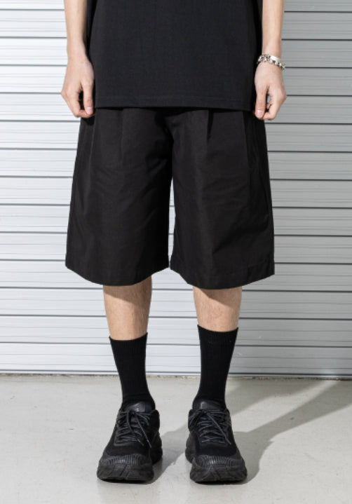 マスノウン(MASSNOUN) TWO TUCK WIDE BERMUDA PANTS MSTSP003-BK
