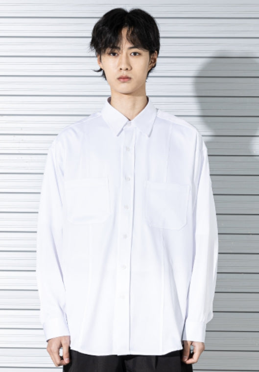 マスノウン(MASSNOUN) SILKY INCISON PLEATS SHIRTS MSTST002-WT