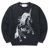 NOMANUAL(ノーマニュアル) UNICORN JACQUARD KNIT - BLACK